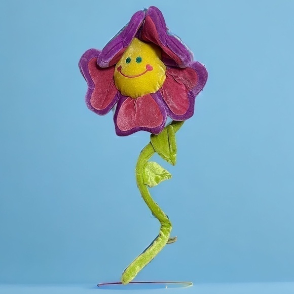 Dandee Large Bendable Plush Flower Stuffed Vintage Spring Easter Smiley Face - Picture 1 of 5